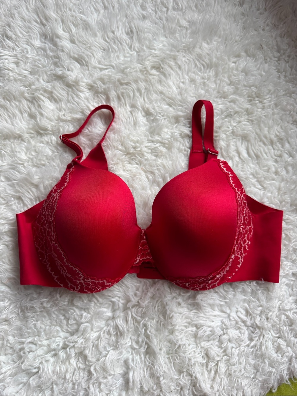 Soma Vanishing Back Red Lace Seamless T-Shirt Bra 38C